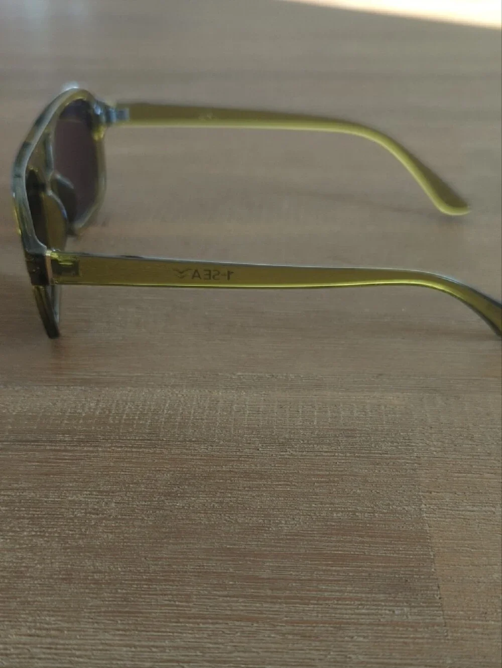 I-Sea Green Transparent Frame Sunglasses with Brown Lenses